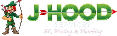 J Hood Services logo with a cartoon archer in green and red, and the text "J Hood Services A/C, Heating & Plumbing.